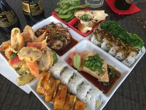 vegan platter for 2 at Temari Sushi in Willemstad