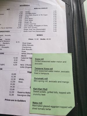 Vegan sushi specials at Temari Sushi in Willemstad