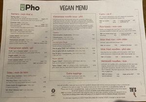 Vegan Menu at Pho, Reading (UK) at Pho in Reading