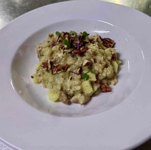 Apple and walnut risotto at Planta Baja Restaurant in Ensenada
