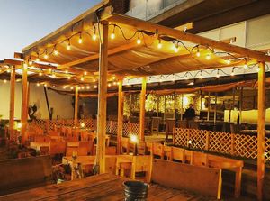 Outside sitting at Planta Baja Restaurant in Ensenada