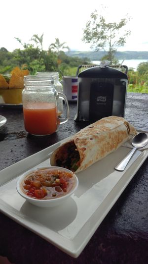 Vegan burrito at La Ventanita in El Castillo
