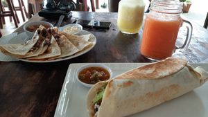 Quesadillas & Burritos!! at La Ventanita in El Castillo