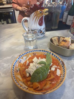 Paccheri with pomodoro and almond ricottaa  at Cesarina in San Diego