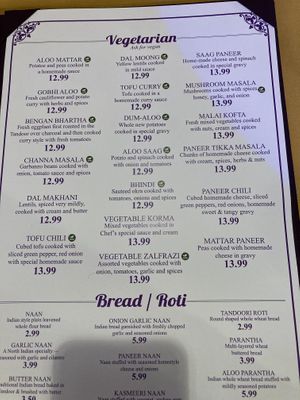 So many vegan options at Jewel Of India in San Luis Obispo