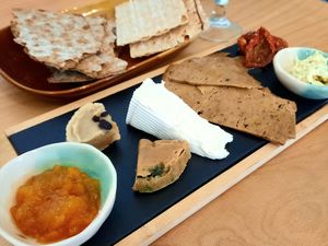 Cheese and seitan platter at Dauns in East London