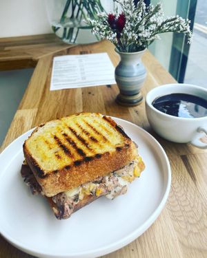 No Tuna Mousse Toastie at Dauns in East London