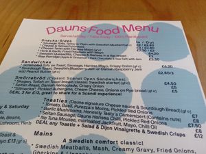 Food menu 1 at Dauns in East London