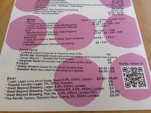 Drinks menu 2 at Dauns in East London