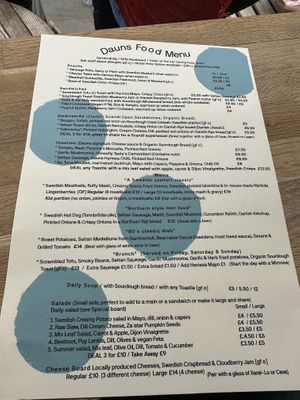 Food menu   at Dauns in East London