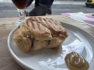 Croissant ham and cheese Sandwich  at Dauns in East London