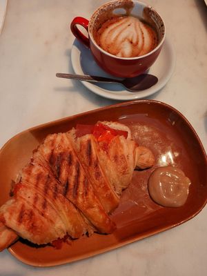 Croissant with ham and brie at Dauns in East London