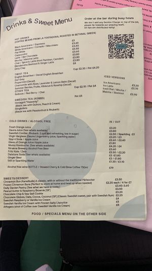Menu  at Dauns in East London