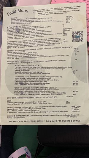 Menu  at Dauns in East London