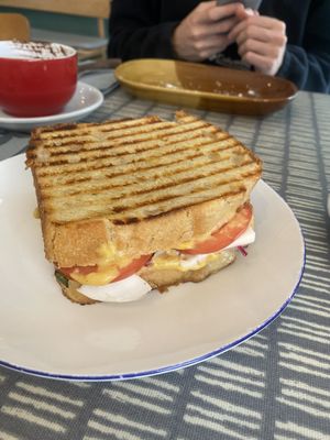 Toasti with tomato, basil, mozaella and chese sauce 🍅🍞🥹  at Dauns in East London
