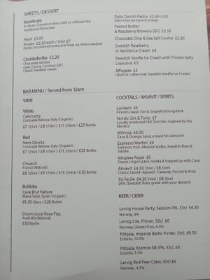 Menu, 10.11.24 at Dauns in East London