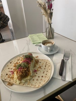 Swedish hot dog and coffee  at Dauns in East London