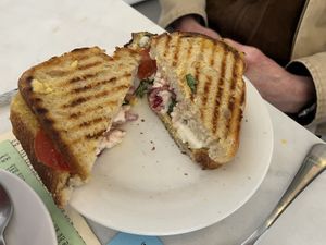 Mozzarella and tomato toastie  at Dauns in East London