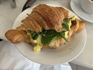 Tofu and spinach croissant  at Dauns in East London