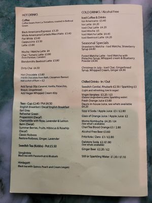 Menu at Dauns in East London