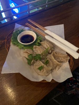 Vegan dumplings at Sundown Social Club in Phnom Penh