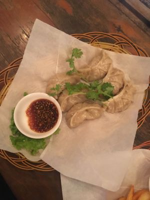 Vegan dumplings  at Sundown Social Club in Phnom Penh
