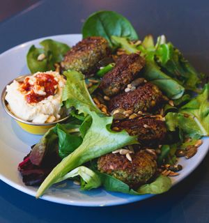 Falafel plate at 305 Kitchen in Edinburgh