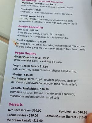 vegan options at Passions on the Beach in Oranjestad
