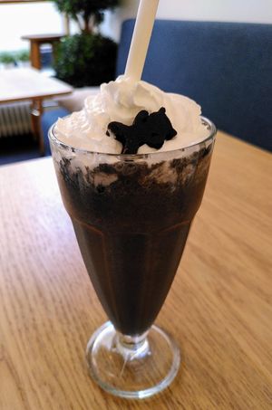 Licorice milkshake at Delivore in Stockholm