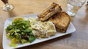 Cheesy sandwich + potato salad at Delivore in Stockholm
