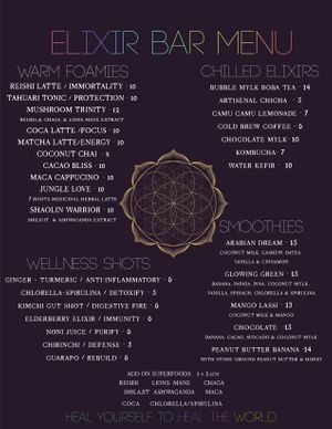 ✨ELIXIR BAR MENU ✨ at Cultura Viviente in Pisac