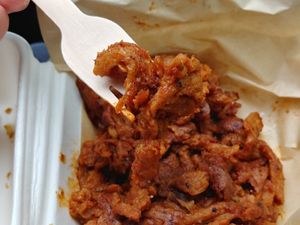 Soy Curls in sweet and spicy sauce at Black Bear BBQ in Asheville