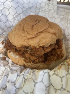 Vegan soy curl sandwich! at Black Bear BBQ in Asheville