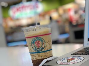 Total nondairy Greek cold coffee. Our #Freddo #BrewBros emulsified espresso makes a frothy long lasting drink with no dairy or dairy substitutes.  at Gelato Brothers in Knoxville