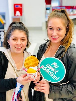 MANGO BANGO and LEMON ICE- Sorbetto dairy free Brodallion “waffle chip” contains egg at Gelato Brothers in Knoxville