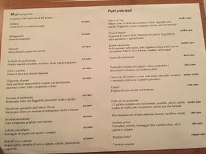 Menu at Mezé Bistrot in Rome