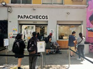 From the outside at Papachecos in Santiago