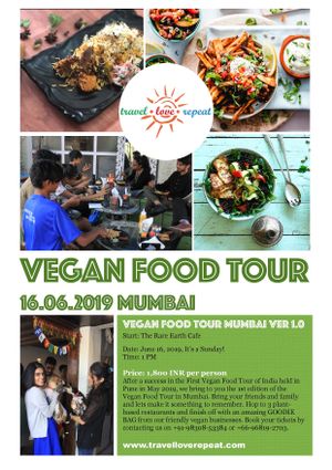 Mumbai here we come with the first Vegan Food Tour of Mumbai happening on 16 June, Sunday. We have amazing food joints and great goodie bags for all. Register now at 9830853384 at Travel Love Repeat in Kolkata
