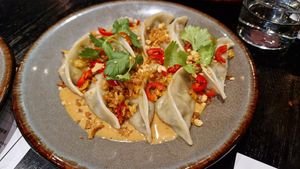 Vegan satay dumplings at Hills Dumplings in Helsinki