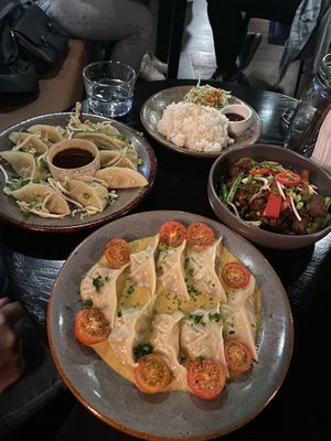 Vegan dumplings + green beans   at Hills Dumplings in Helsinki