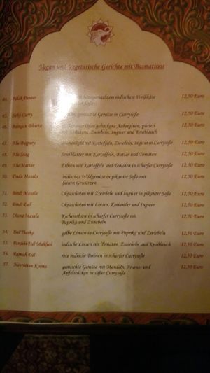 Vegetarian / Vegan Menu at White Elefant in Offenbach