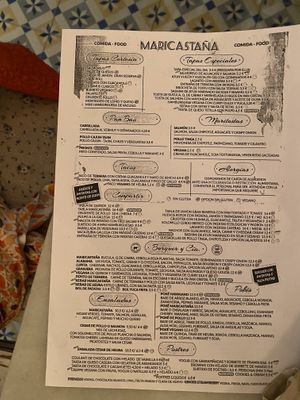 Le menu du mari Casta a  at MariCastaña in Almeria