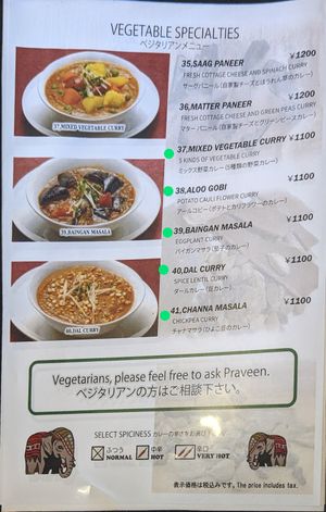 I've marked the Vegan Options with green at Raja in Naha