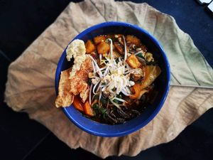 Vegan Bún Riêu Noodle Soup  at Bun Bar in Ho Chi Minh City