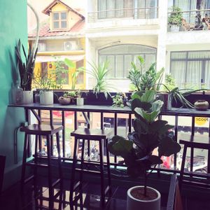 Balcony high chair seating  at Bun Bar in Ho Chi Minh City