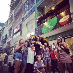Cheering with our guests  at Bun Bar in Ho Chi Minh City