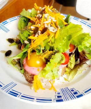 Toast with vegetables and beetroots cream at L'Alchimiste in Brussels
