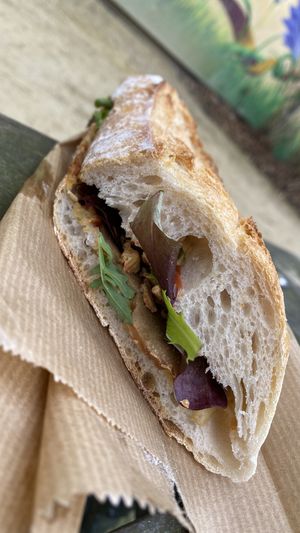 Beyond Meatloaf
Homemade vegan meatloaf, ketchup, mustard, salad & crispy onions  at L'Alchimiste in Brussels