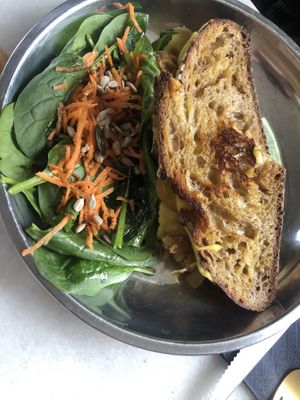 Mozzarella grilled toastie  at L'Alchimiste in Brussels