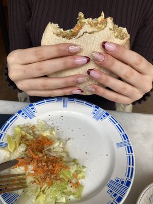 Pita falafel carrot and curry mayo  at L'Alchimiste in Brussels
